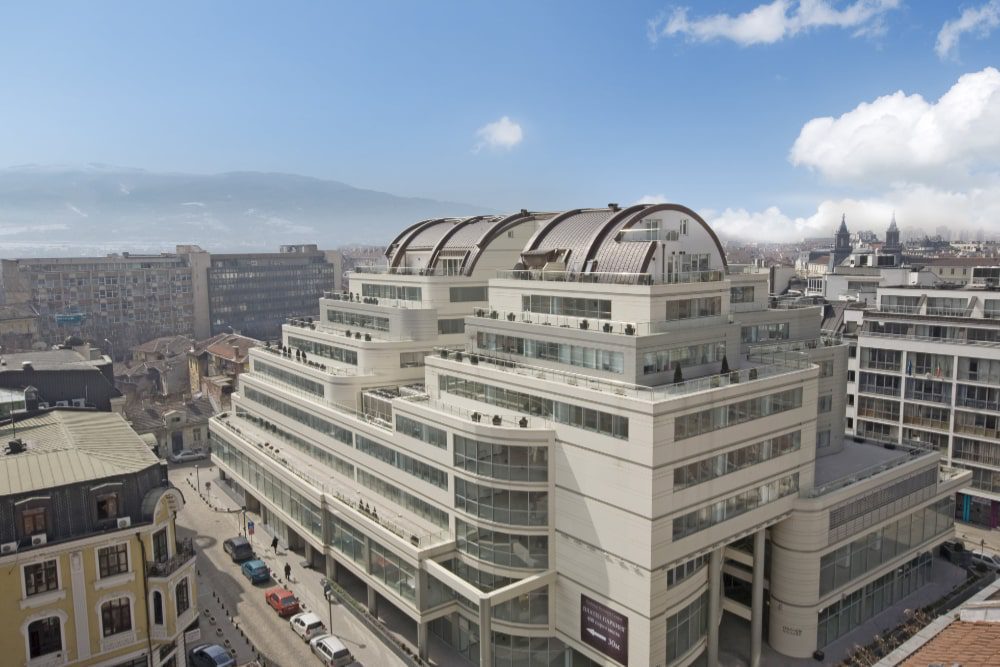 Aerial photo of Perform Business Center in the center of Sofia, Bulgaria